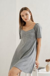 Celia Sweetheart Knit Dress in Grey (XS)
