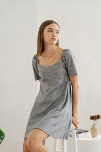 Celia Sweetheart Knit Dress in Grey (XS)