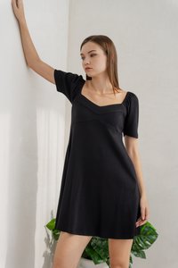Celia Sweetheart Knit Dress in Black (XS)