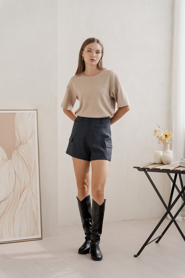 Linda Cargo Pocket Short in Gunmetal Grey