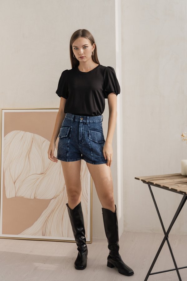 Laney Front Pocket Denim Short in Dark Wash (XS)