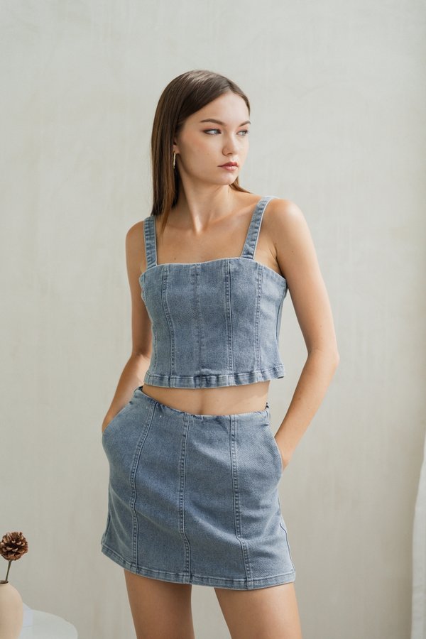 Ellen Panelled Denim Skort (XS)
