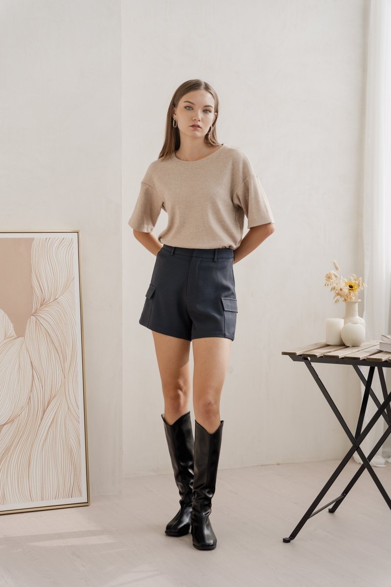 Linda Cargo Pocket Short in Gunmetal Grey