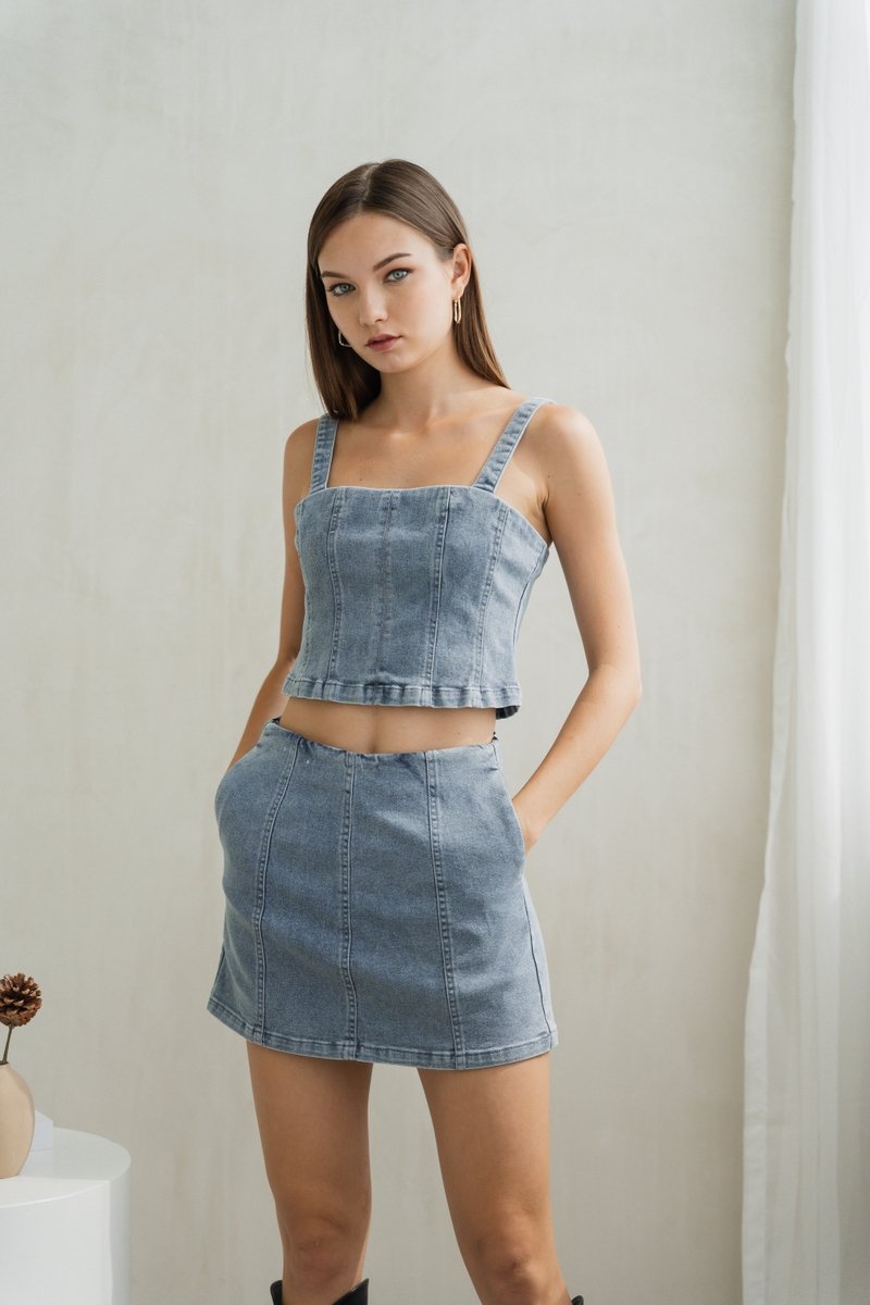 Ellen Cropped Panelled Denim Top