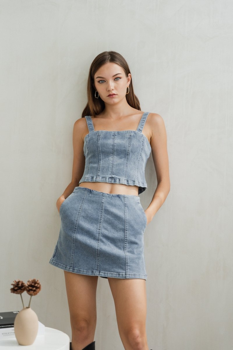 Ellen Panelled Denim Skort (XS)