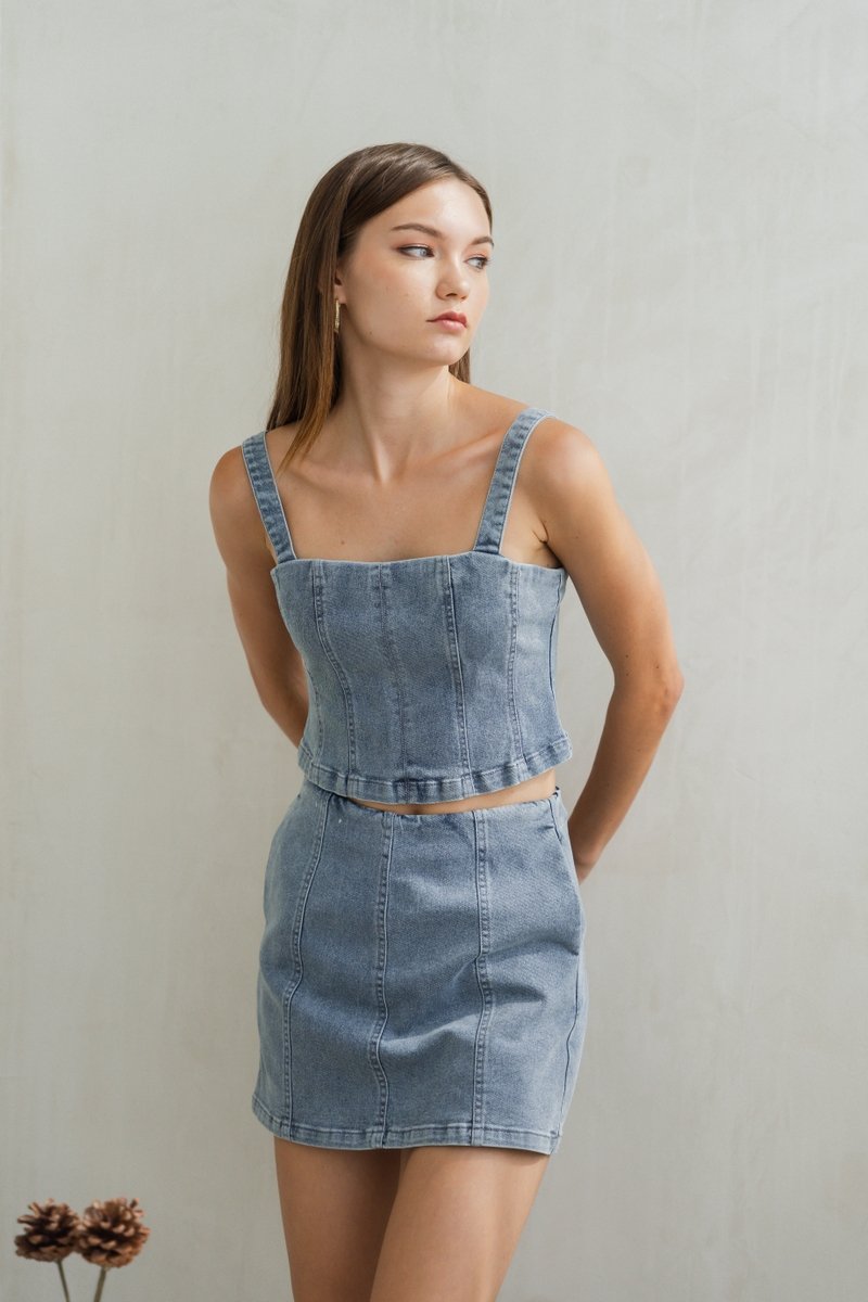Ellen Panelled Denim Skort (XS)