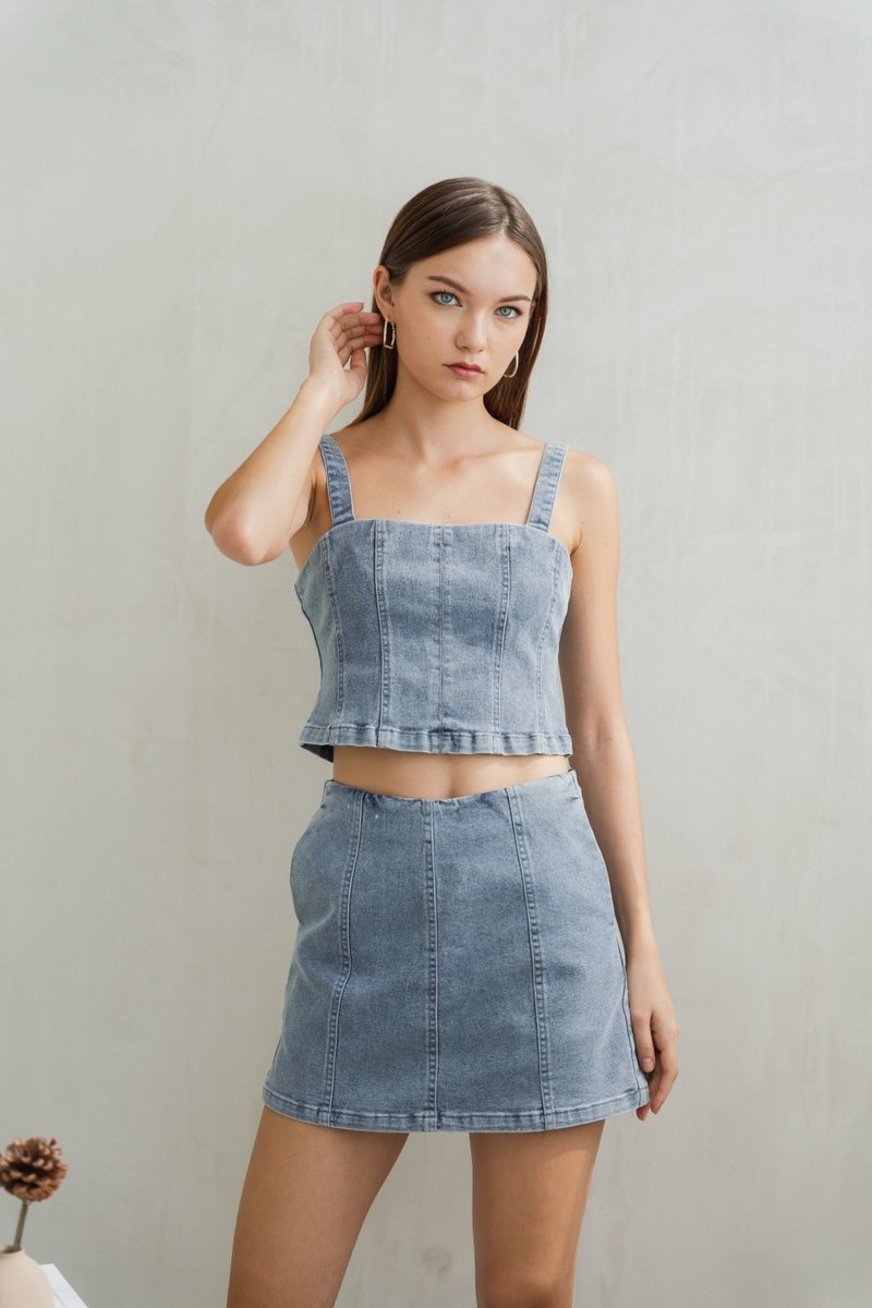 Ellen Cropped Panelled Denim Top