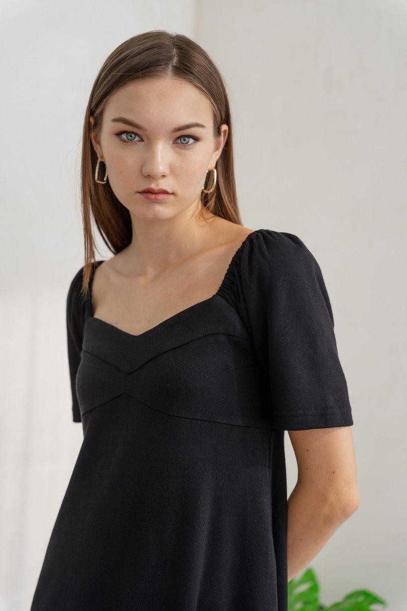 Celia Sweetheart Knit Dress in Black (XS)