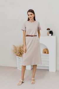 Dove Shift Midi Dress in Clay (L)