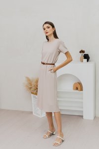 Dove Shift Midi Dress in Clay (L)