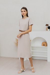 Dove Shift Midi Dress in Clay (L)