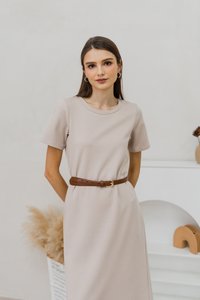 Dove Shift Midi Dress in Clay (L)