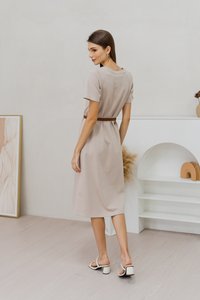 Dove Shift Midi Dress in Clay (L)