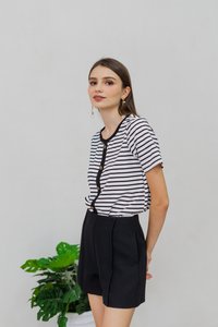 Deliah Panelled High Waisted Shorts in Black