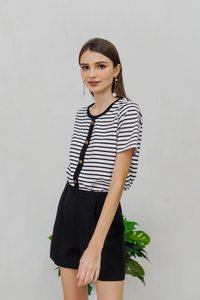 Deliah Panelled High Waisted Shorts in Black