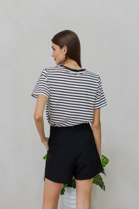 Deliah Panelled High Waisted Shorts in Black
