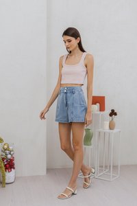 Irina Knit Crop Tank Top in Blush Pink