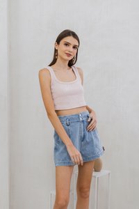 Irina Knit Crop Tank Top in Blush Pink