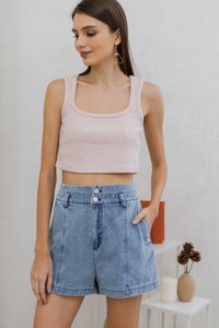 Irina Knit Crop Tank Top in Blush Pink