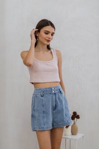 Irina Knit Crop Tank Top in Blush Pink
