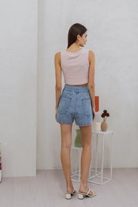 Irina Knit Crop Tank Top in Blush Pink