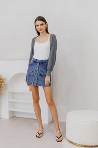 Ashlyn Knit Crop Cardigan in Grey (XL)