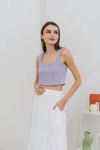 Irina Knit Crop Tank Top in Purple