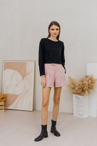 Shailene Knit Long Sleeve Top in Black