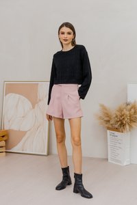 Shailene Knit Long Sleeve Top in Black