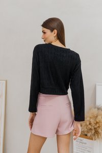 Shailene Knit Long Sleeve Top in Black
