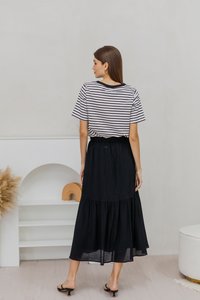 Marie Cotton Stripes Top in White (XS)