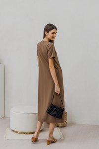 Fallon Cotton Maxi Dress in Khaki