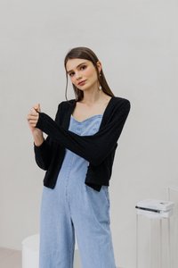 Winona Button Knit Cardigan in Black (XS)