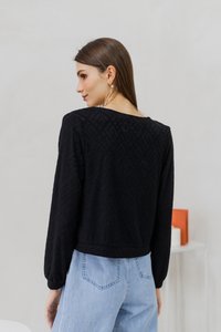 Winona Button Knit Cardigan in Black (XS)