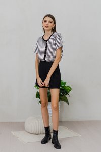 Deliah Panelled High Waisted Shorts in Black