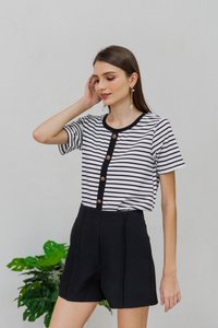 Deliah Panelled High Waisted Shorts in Black