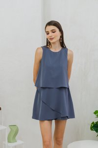 Evangeline Layered Romper in Grey (XS)