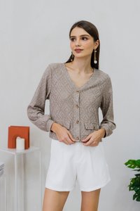 Winona Button Knit Cardigan in Khaki (XXL)