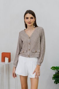 Winona Button Knit Cardigan in Khaki (XXL)