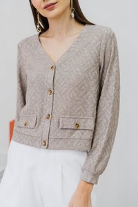 Winona Button Knit Cardigan in Khaki (XXL)
