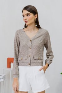 Winona Button Knit Cardigan in Khaki (XXL)