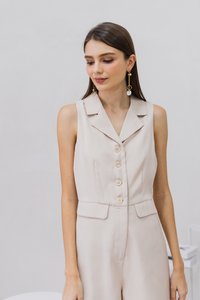 Isadora Tuxedo Romper in Sand