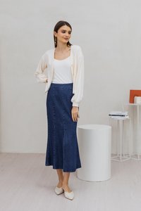 Shailene Button Knit Cardigan in White (XXL)