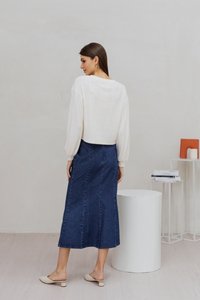 Shailene Button Knit Cardigan in White (XXL)