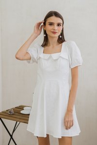 Savannah Embossed Skater Dress in White