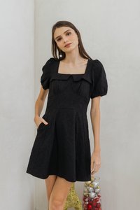 Savannah Embossed Skater Dress in Black (XS)