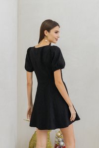 Savannah Embossed Skater Dress in Black (XS)