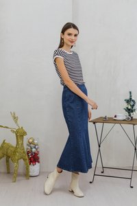 Carissa Ribbed Stripes Top in Black