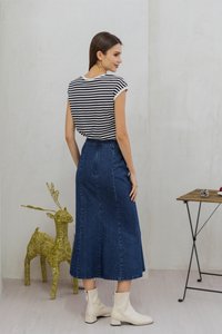 Carissa Ribbed Stripes Top in Black