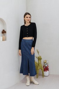 Madeleine Knit Crop Cardigan in Black(S)